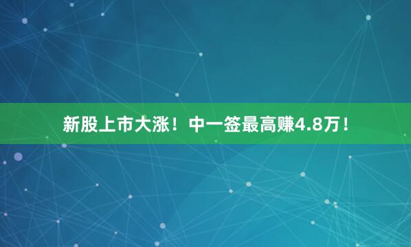 新股上市大涨！中一签最高赚4.8万！