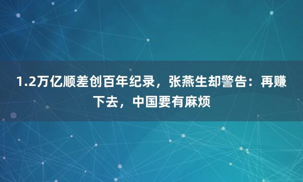 1.2万亿顺差创百年纪录,张燕生却警告:再赚下去,中国要有麻烦