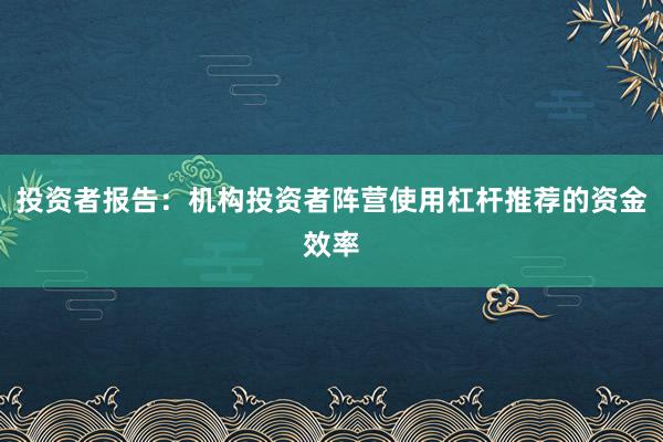 投资者报告：机构投资者阵营使用杠杆推荐的资金效率