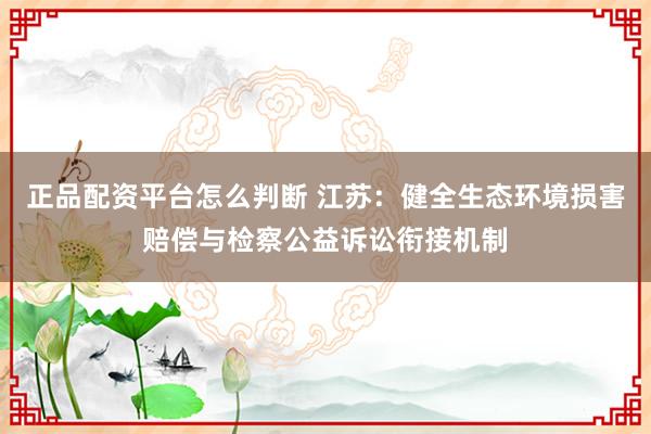 正品配资平台怎么判断 江苏：健全生态环境损害赔偿与检察公益诉讼衔接机制