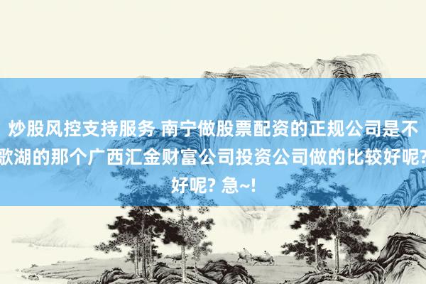 炒股风控支持服务 南宁做股票配资的正规公司是不是民歌湖的那个广西汇金财富公司投资公司做的比较好呢? 急~!