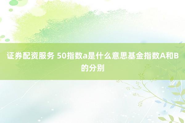 证券配资服务 50指数a是什么意思基金指数A和B的分别
