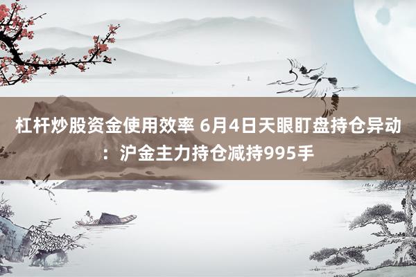 杠杆炒股资金使用效率 6月4日天眼盯盘持仓异动：沪金主力持仓减持995手