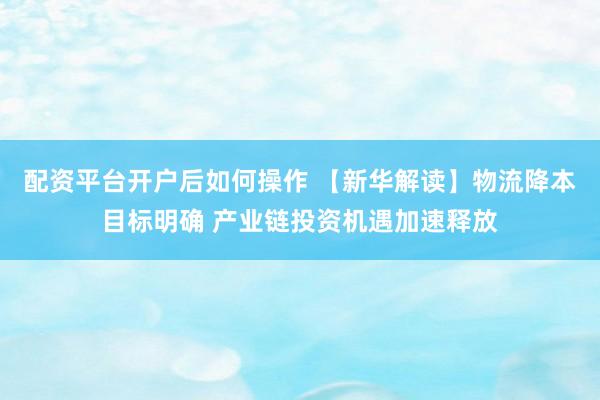 配资平台开户后如何操作 【新华解读】物流降本目标明确 产业链投资机遇加速释放