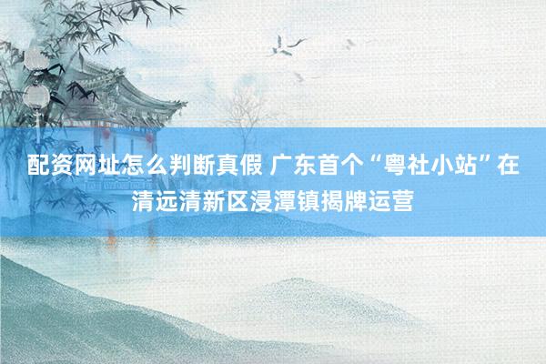 配资网址怎么判断真假 广东首个“粤社小站”在清远清新区浸潭镇揭牌运营